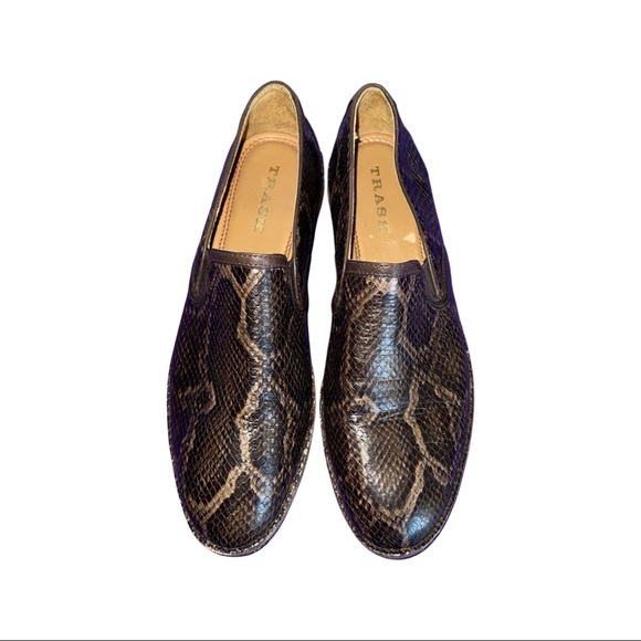 Trask Shoes Trask Womens Brown Ali Leather Snakeskin Slipon Loafer
